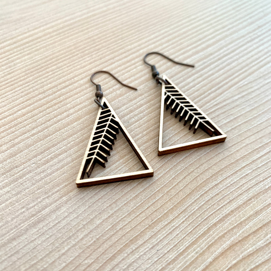 Triangle Tree Branch Laser Cut Earrings