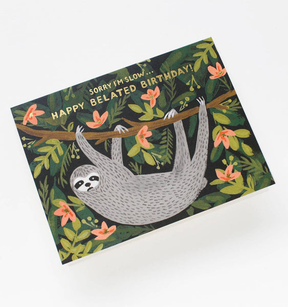 Rifle Paper Sloth Belated Birthday Card