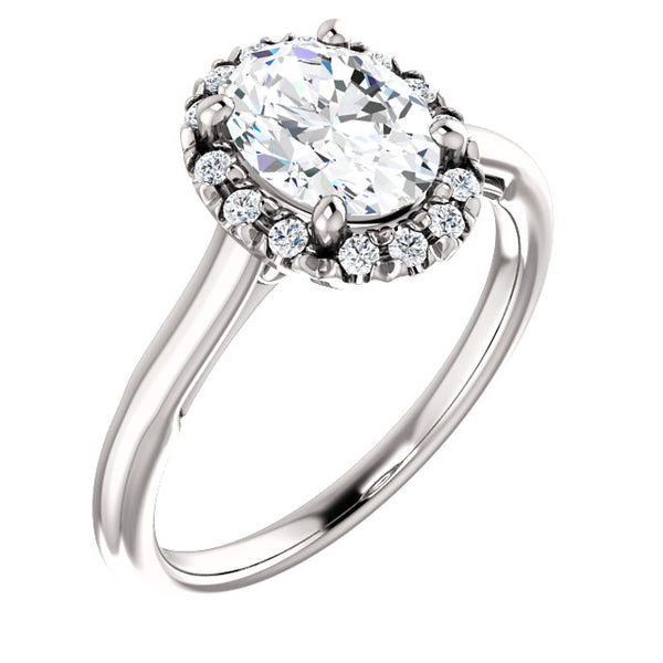 Oval Halo French Set Engagement Ring