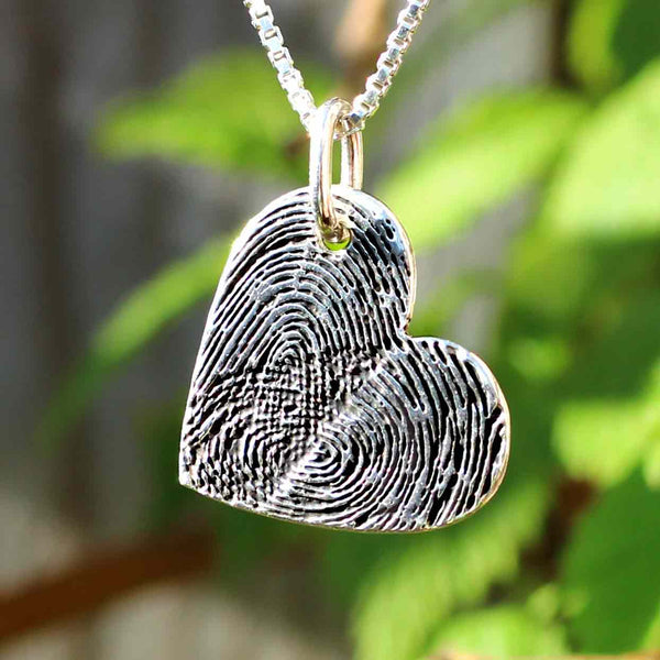 Double Fingerprint Heart Necklace