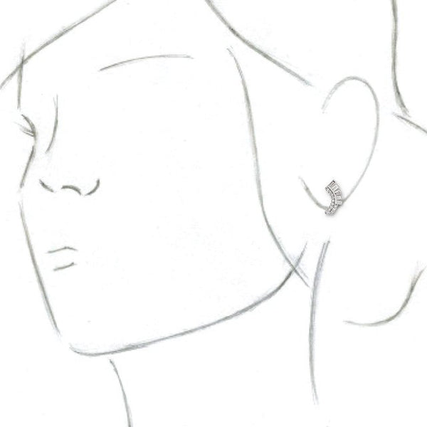 Curved Fan Diamond Ear Climber Earrings