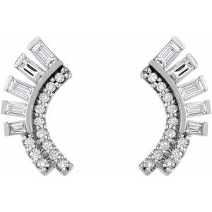 Curved Fan Diamond Ear Climber Earrings