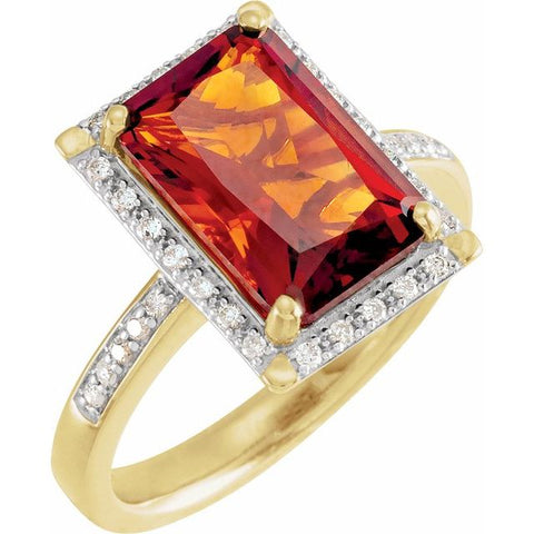Madeira Citrine Ring with Diamonds