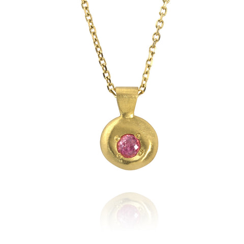 Pink Montana Sapphire Raindrop Necklace | Allison Neumann Fine Jewelers| San Diego