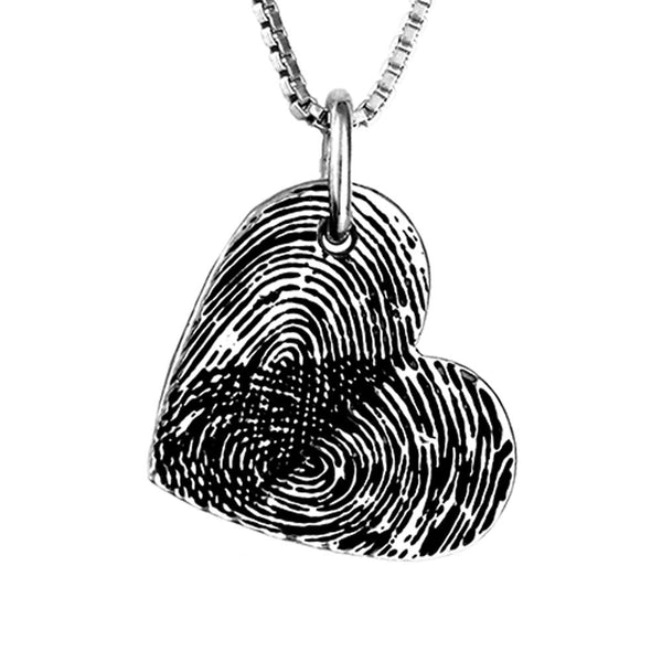 Double Fingerprint Heart Necklace