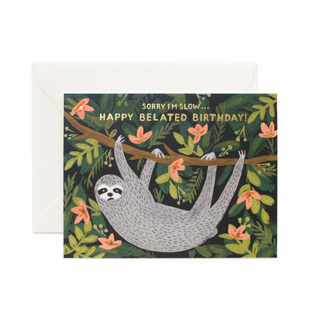 Rifle Paper Sloth Belated Birthday Card