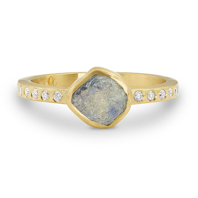 1CT Floral Blue Sapphire Milgrain Lab Sapphire Engagement Ring 14k/18k  White Gold