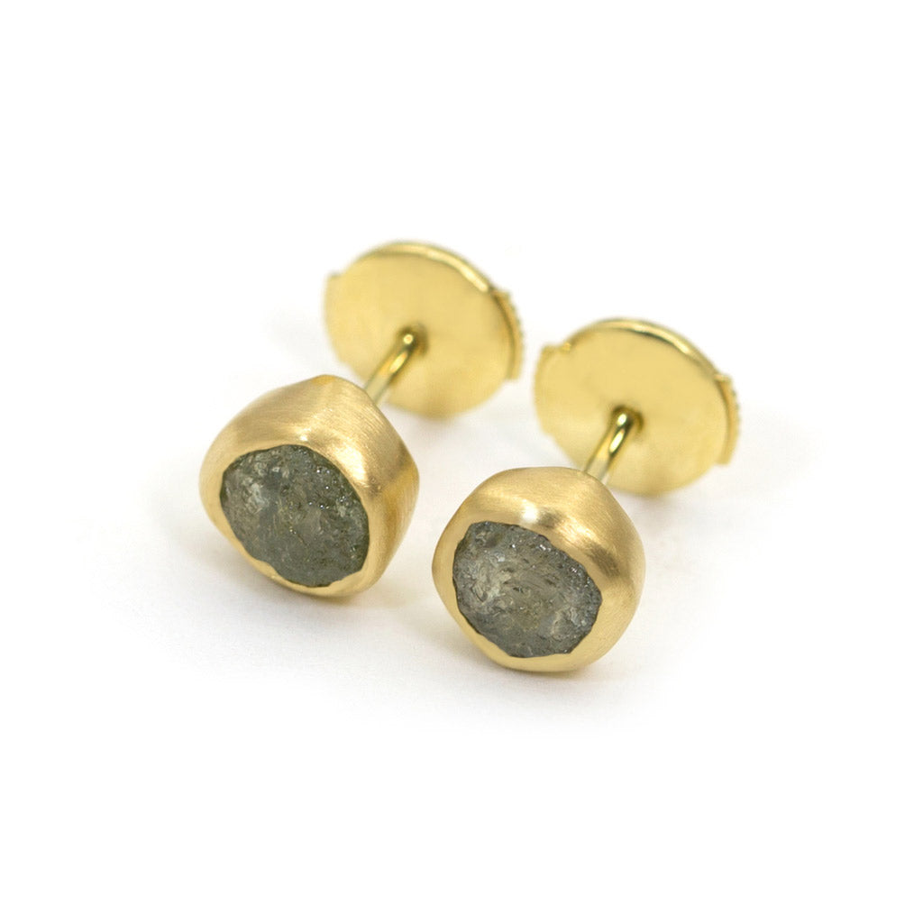rough sapphire earrings 18K yellow gold