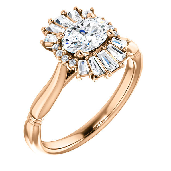 Vintage White Sapphire and Diamond Baguette Engagement Ring