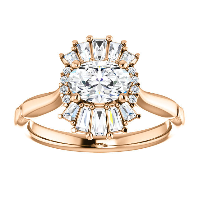 Vintage White Sapphire and Diamond Baguette Engagement Ring