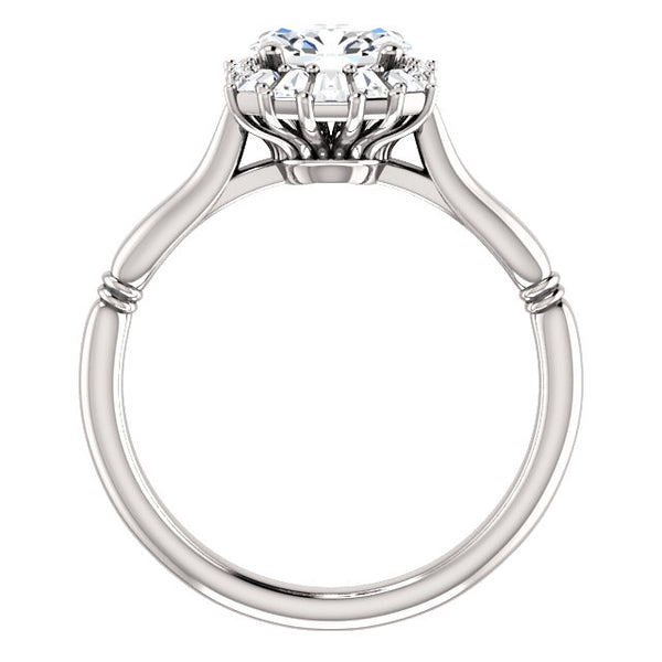 Vintage White Sapphire and Diamond Baguette Engagement Ring