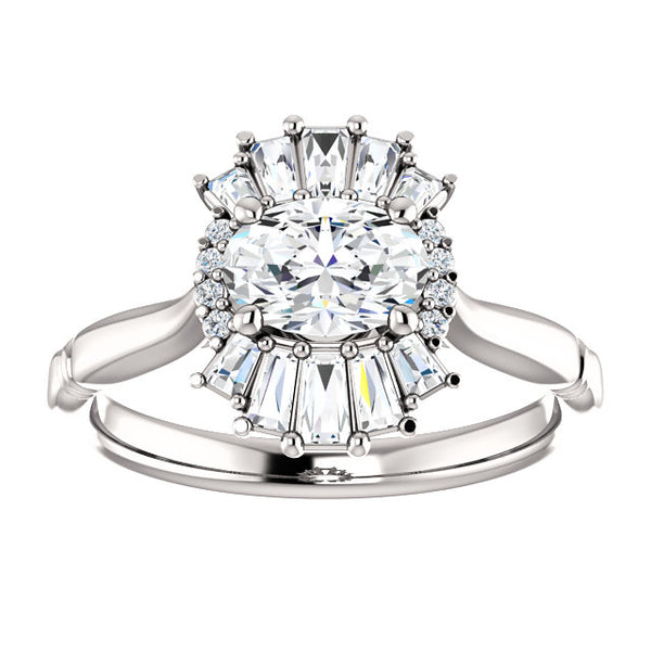 Vintage White Sapphire and Diamond Baguette Engagement Ring