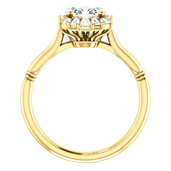 Vintage White Sapphire and Diamond Baguette Engagement Ring