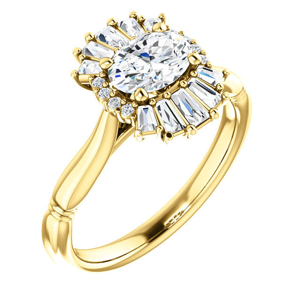 Vintage White Sapphire and Diamond Baguette Engagement Ring