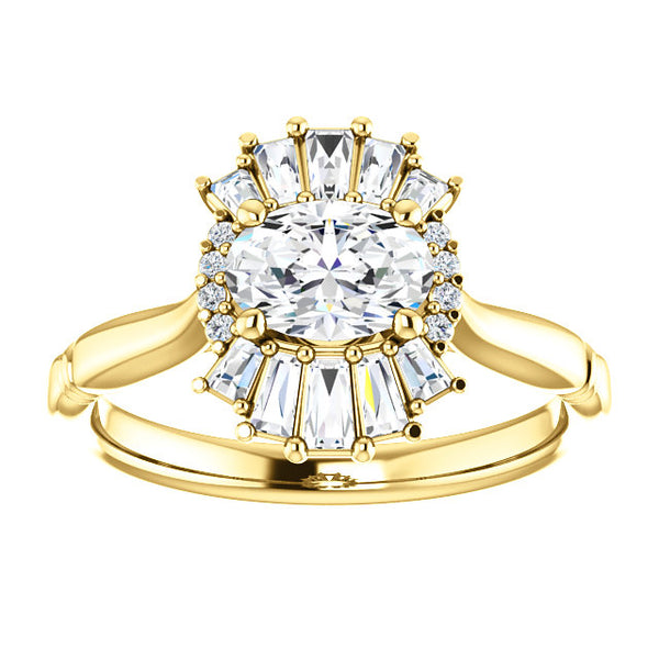 Vintage White Sapphire and Diamond Baguette Engagement Ring