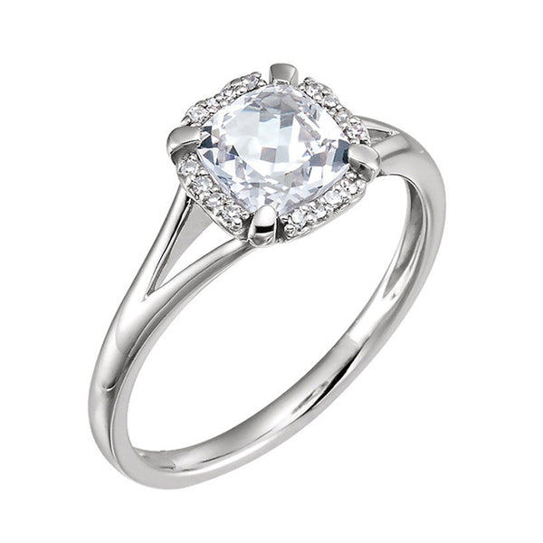 White Sapphire and Diamond Engagement Ring